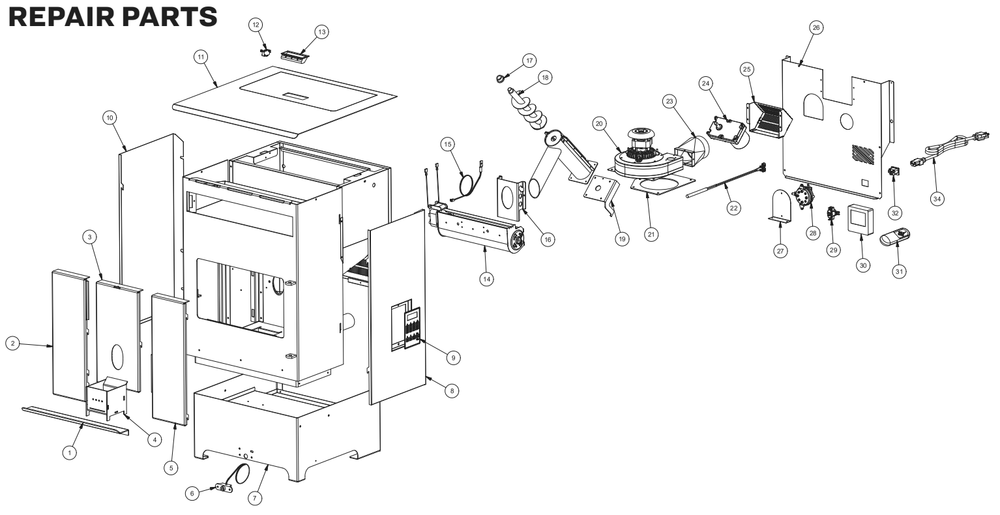 Repair Parts 1 Diagram and Parts List for KP60  US Stove Company Heating Stove